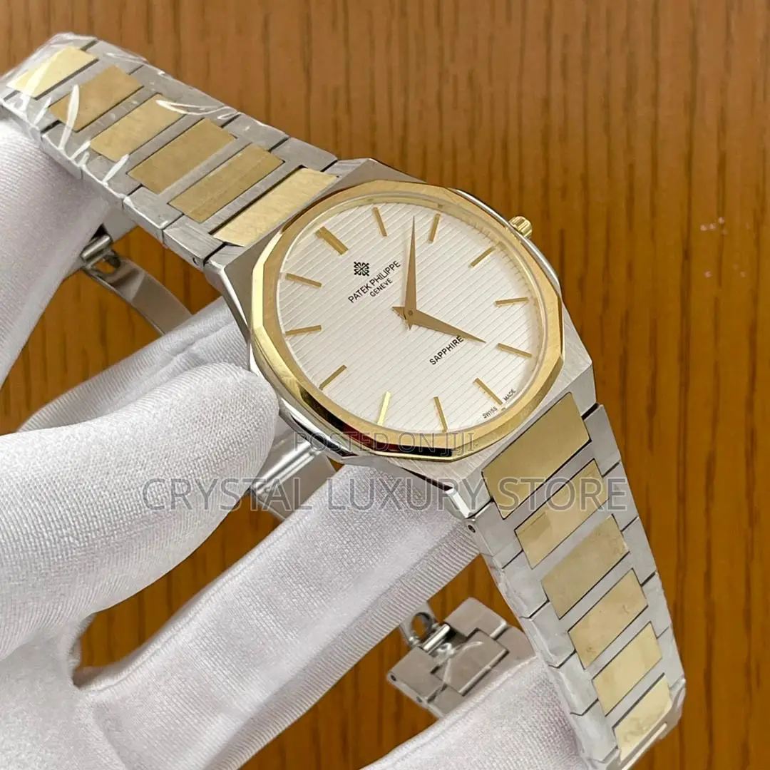 Patek Philippe Quality Luxury Men Flat Chain Strap Wristwatch