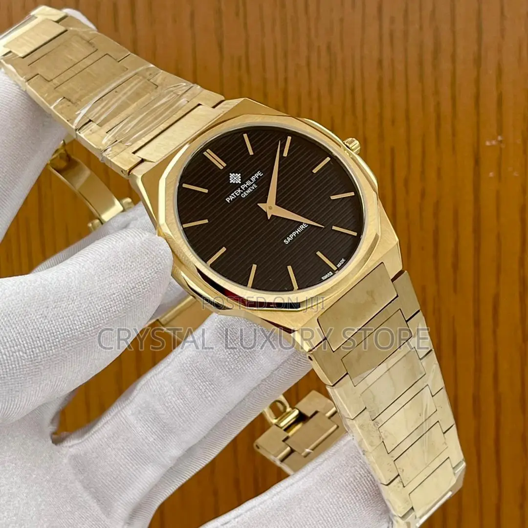 Patek Philippe Quality Luxury Men Flat Chain Strap Wristwatch