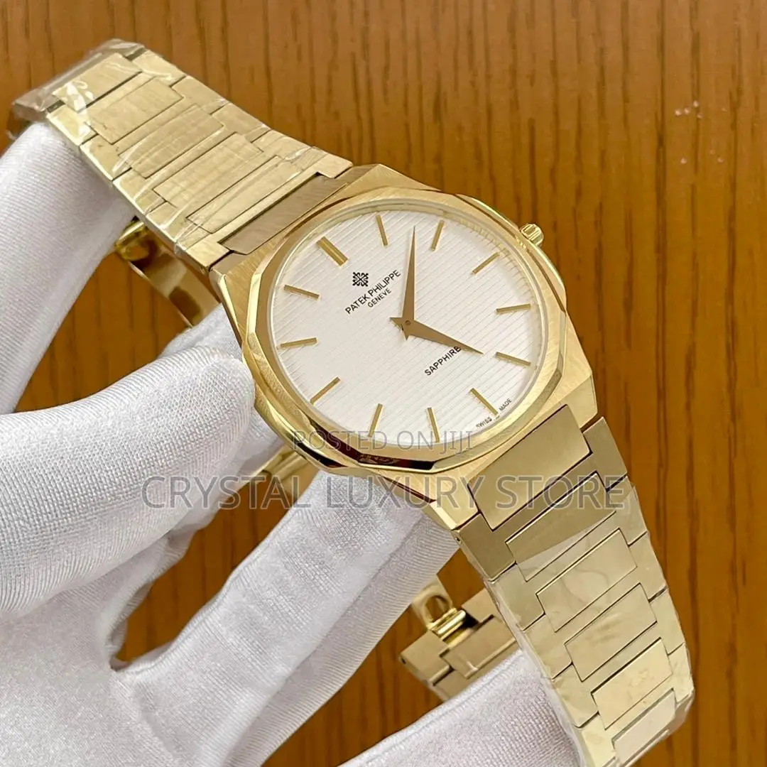 Patek Philippe Quality Luxury Men Flat Chain Strap Wristwatch