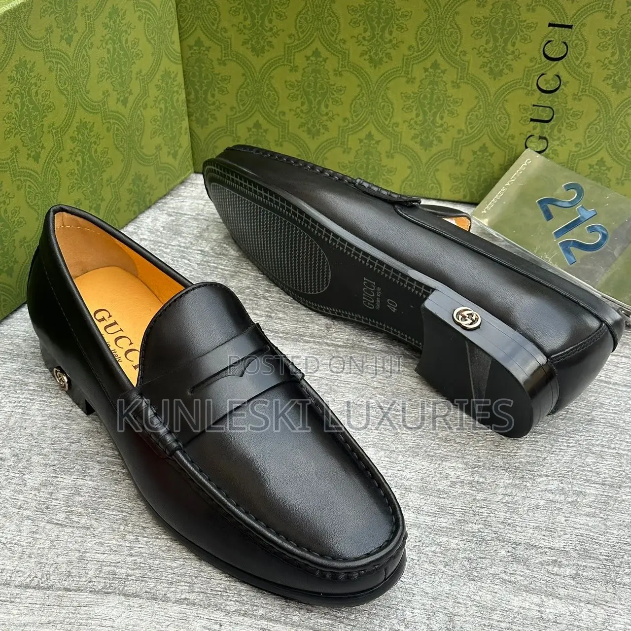 Original Gucci Men Leather Loafers Shoe Available