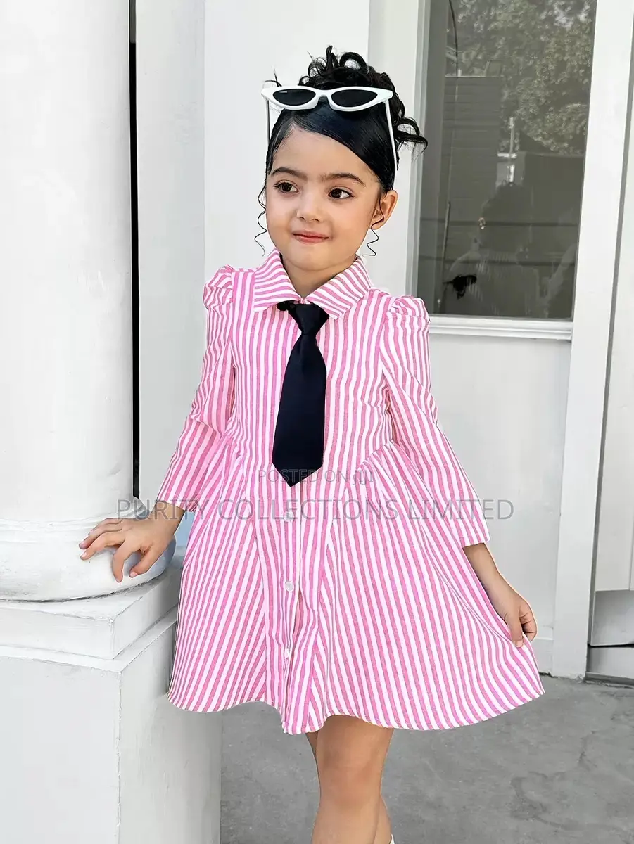 Luxury Pink Dress for Girls With Tie