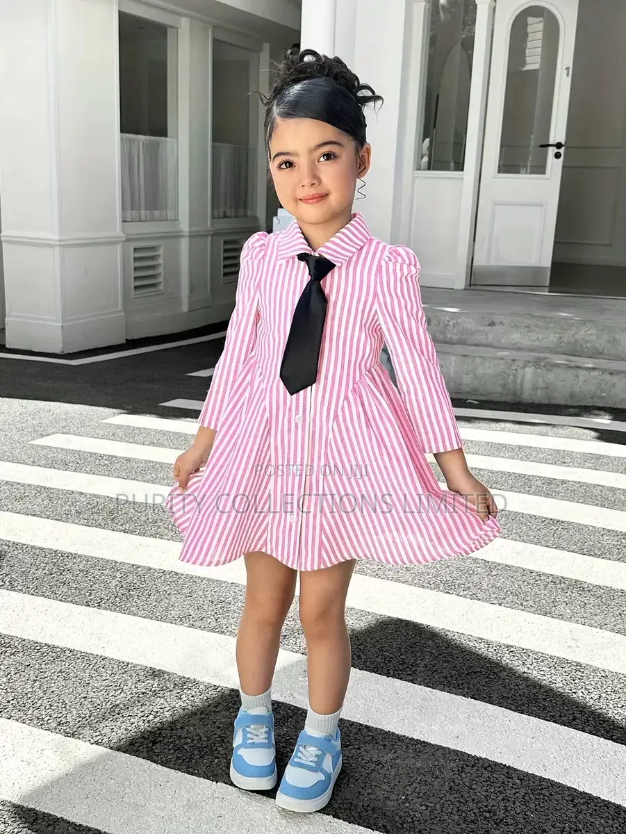 Luxury Pink Dress for Girls With Tie
