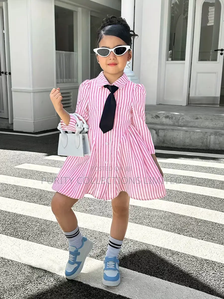 Luxury Pink Dress for Girls With Tie