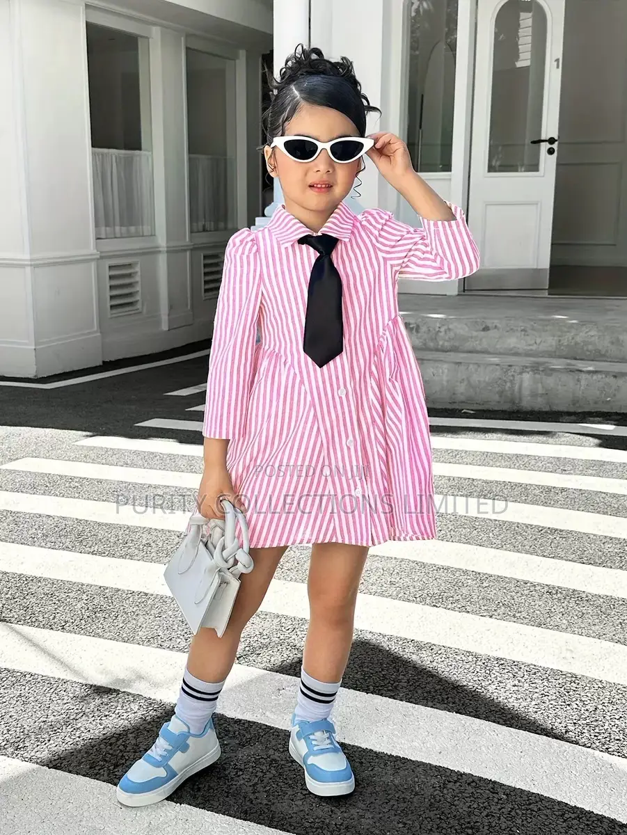 Luxury Pink Dress for Girls With Tie