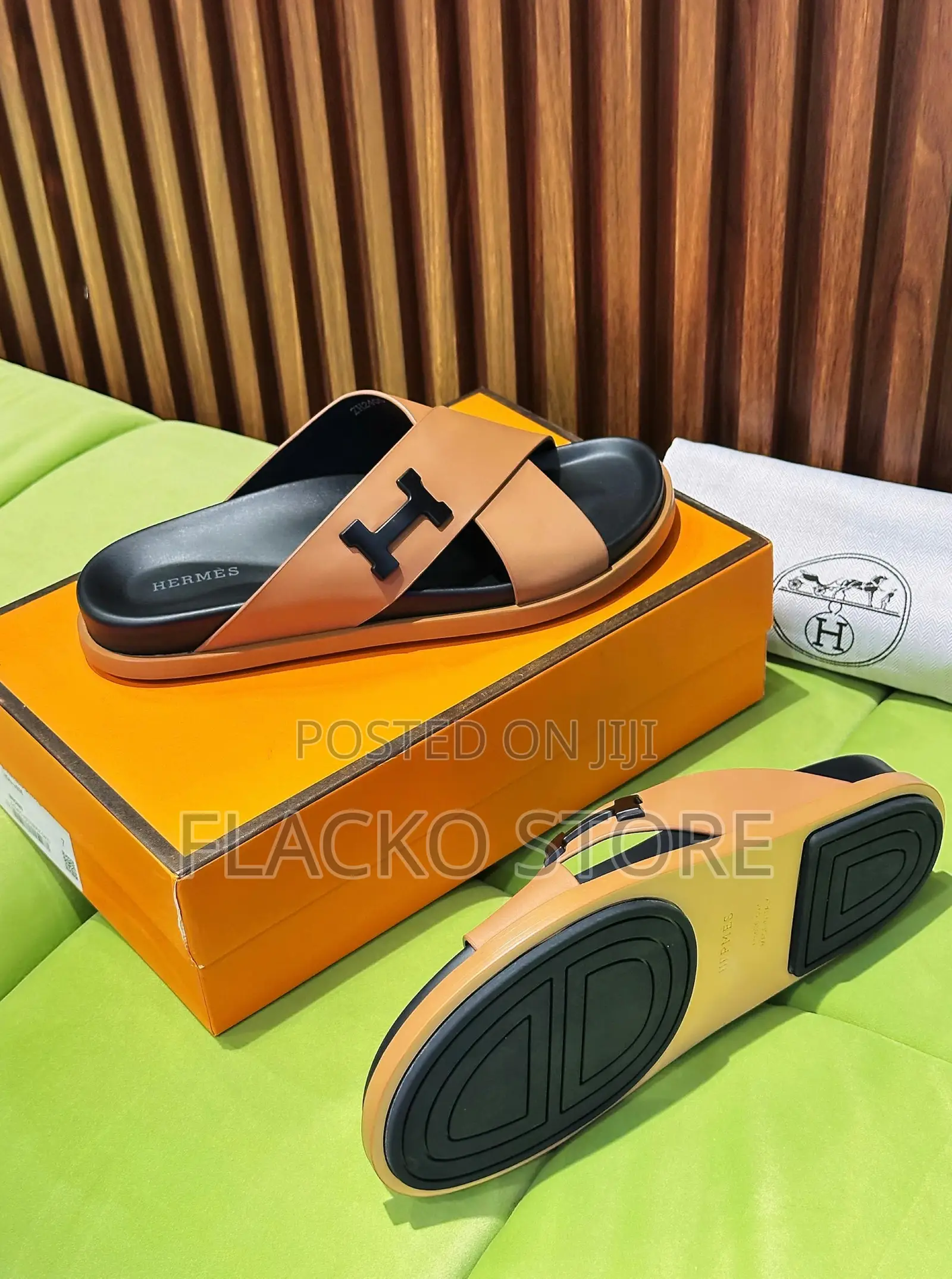 Original Hermes Leather Slippers