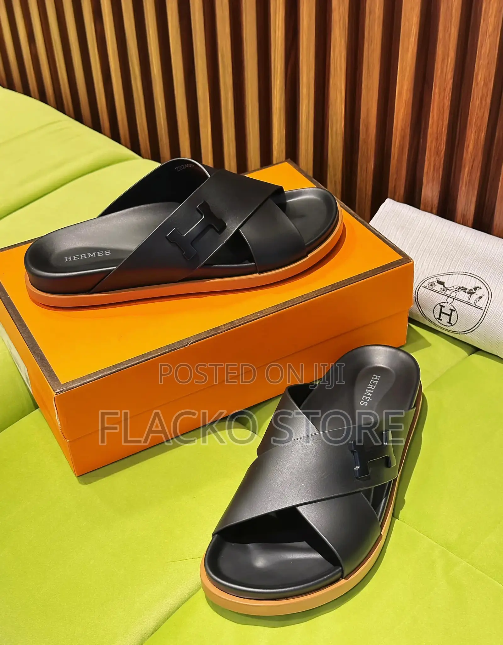 Original Hermes Leather Slippers