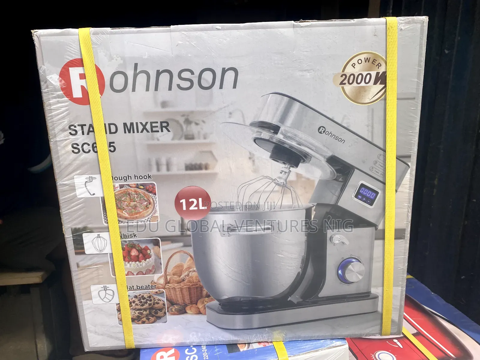 Rohnson 12litres Stainless Steel Bowl Stand Mixer. 2000watts.