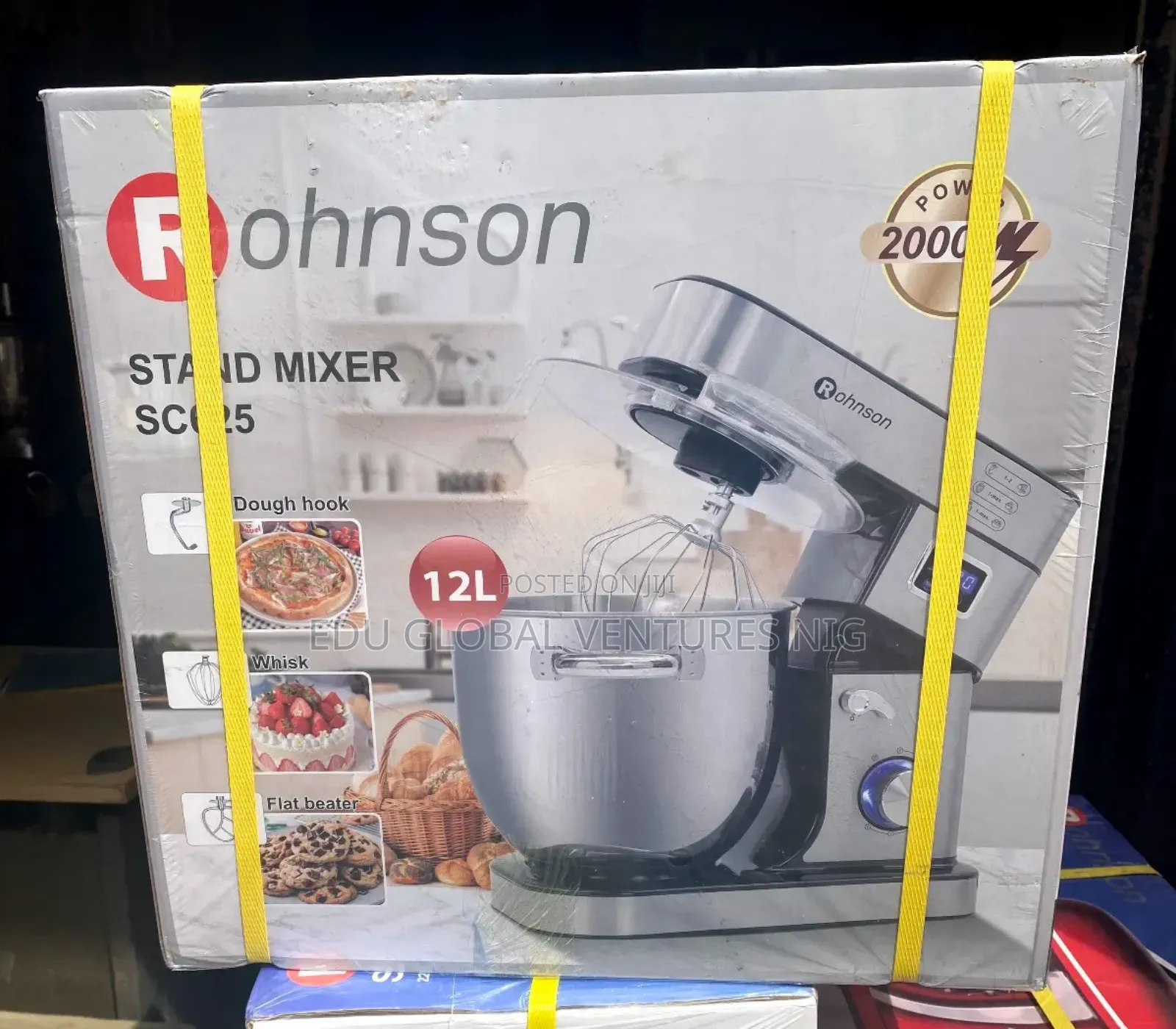 Rohnson 12litres Stainless Steel Bowl Stand Mixer. 2000watts.