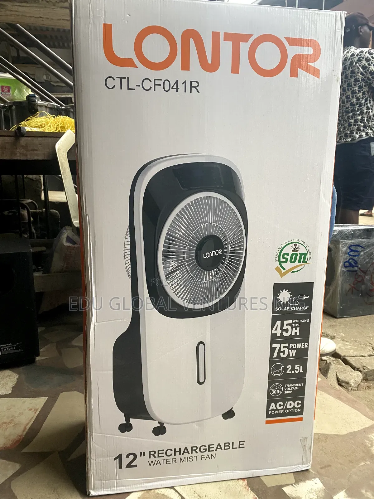 Lontor 12 Inches Rechargeable Water Mist Fan. CTL- Cf041r.
