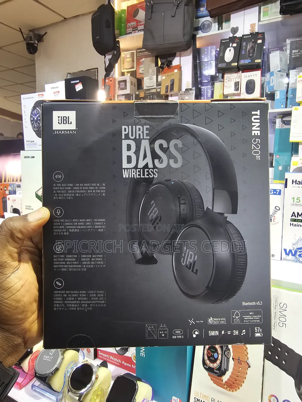 JBL Tune 520bt Wireless on-Ear Headphones 57h Foldable Lightweight