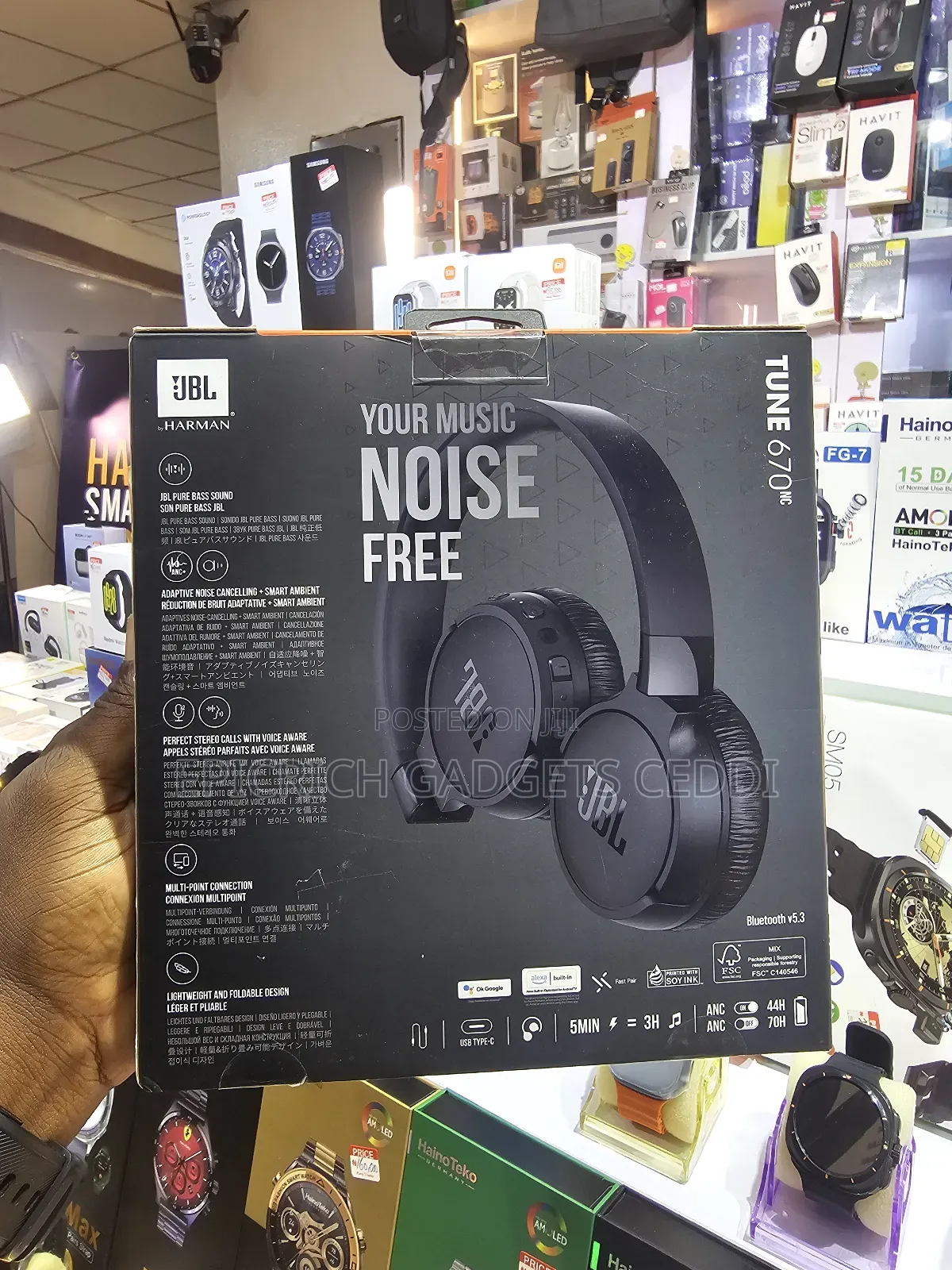 JBL Tune 670nc Anc Wireless on-Ear Headphones 32mm 70h Bt5.3 Foldable