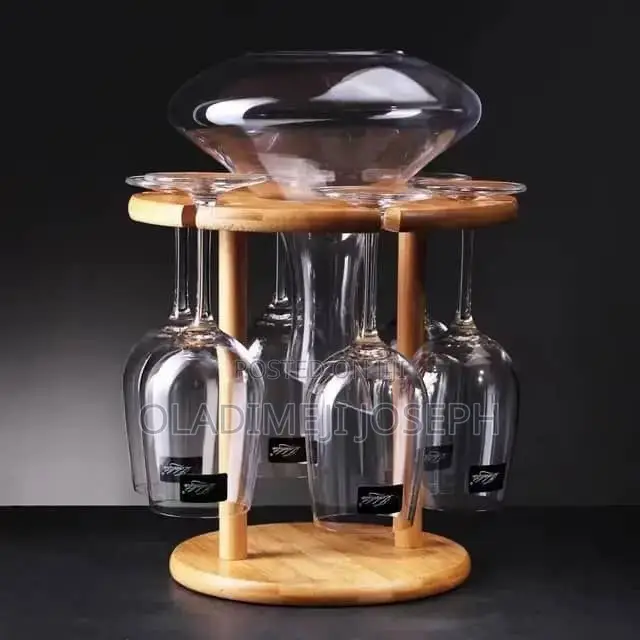 Wooden Wine Bottle Rack and Wine Glass Holders 