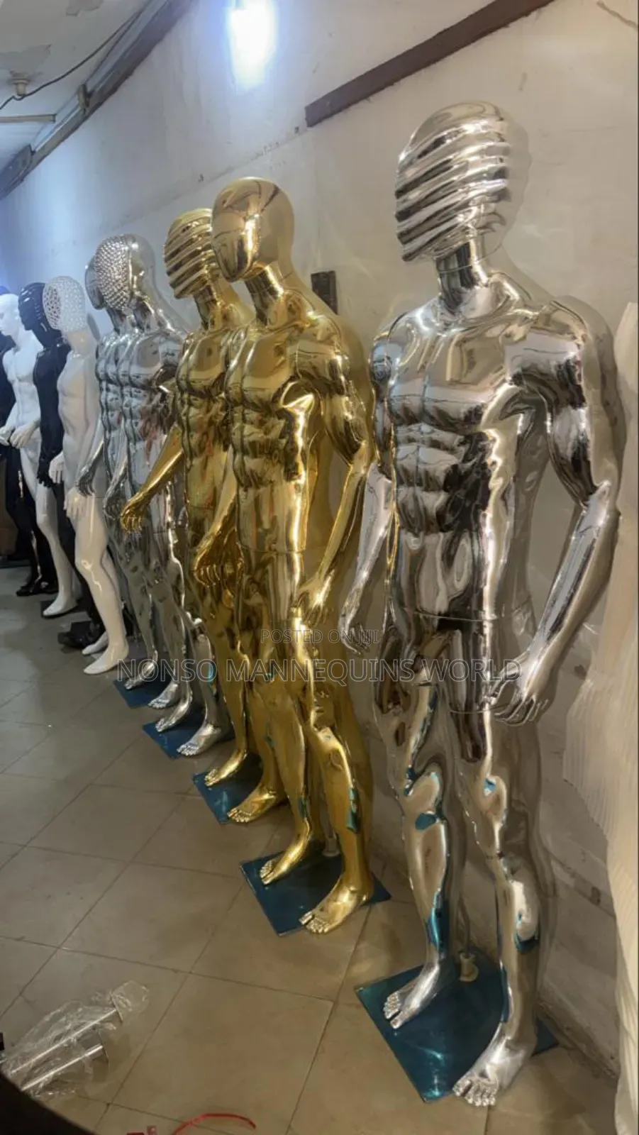 High Quality Male Silver And Gold Chrome Mannequins