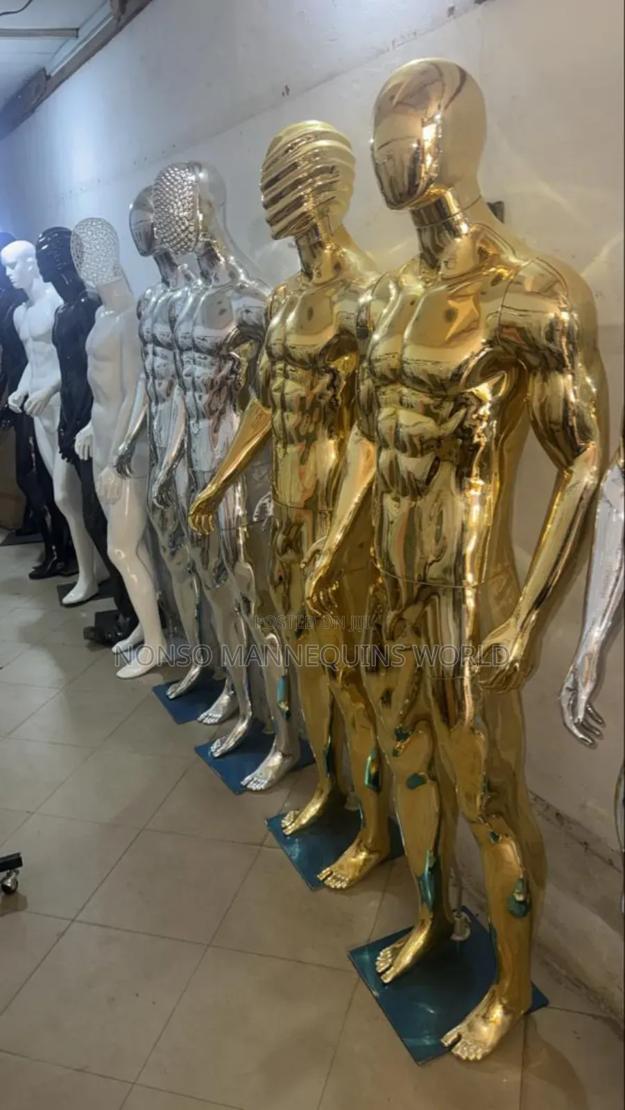 High Quality Male Silver And Gold Chrome Mannequins