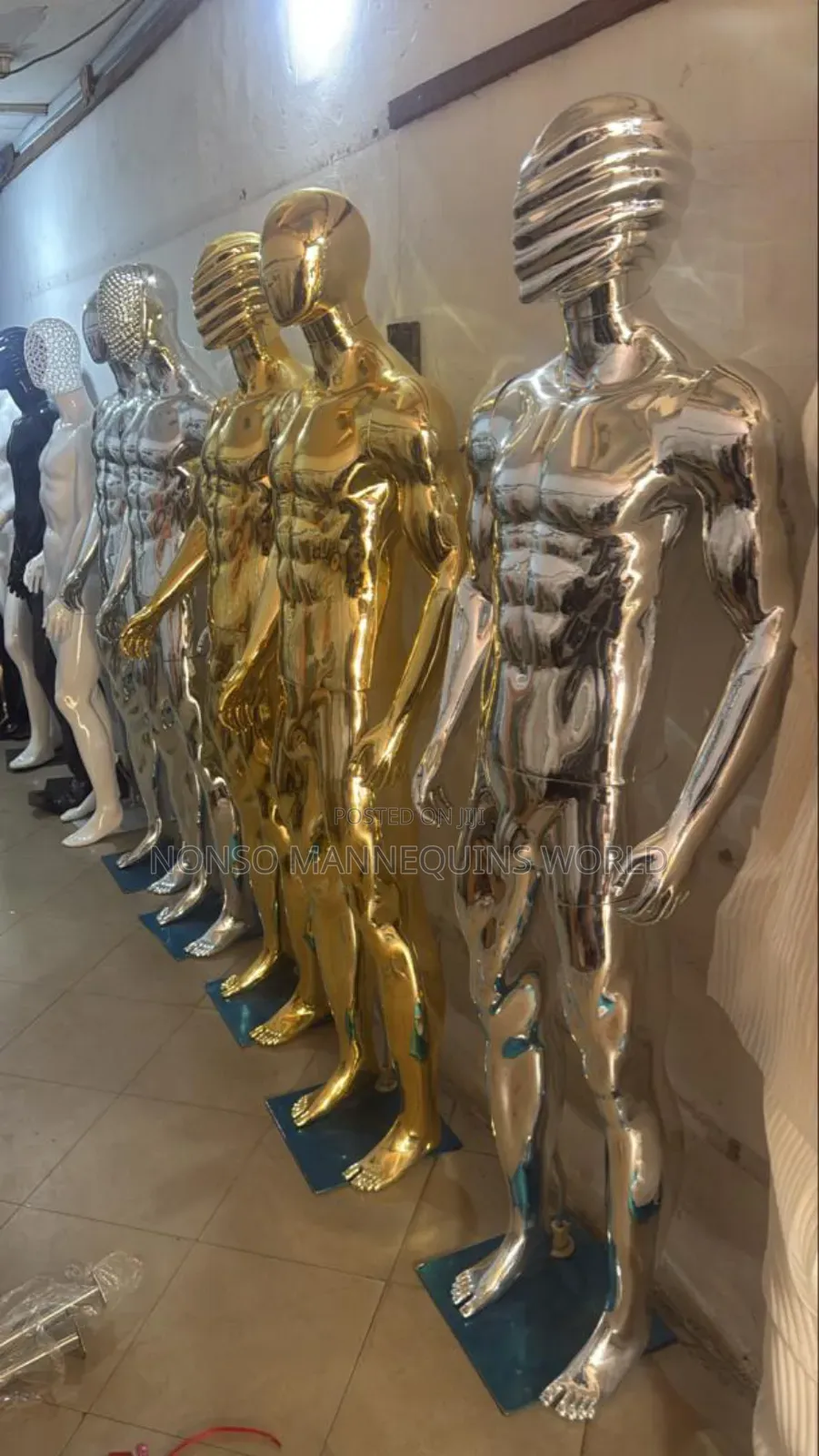 High Quality Male Silver And Gold Chrome Mannequins