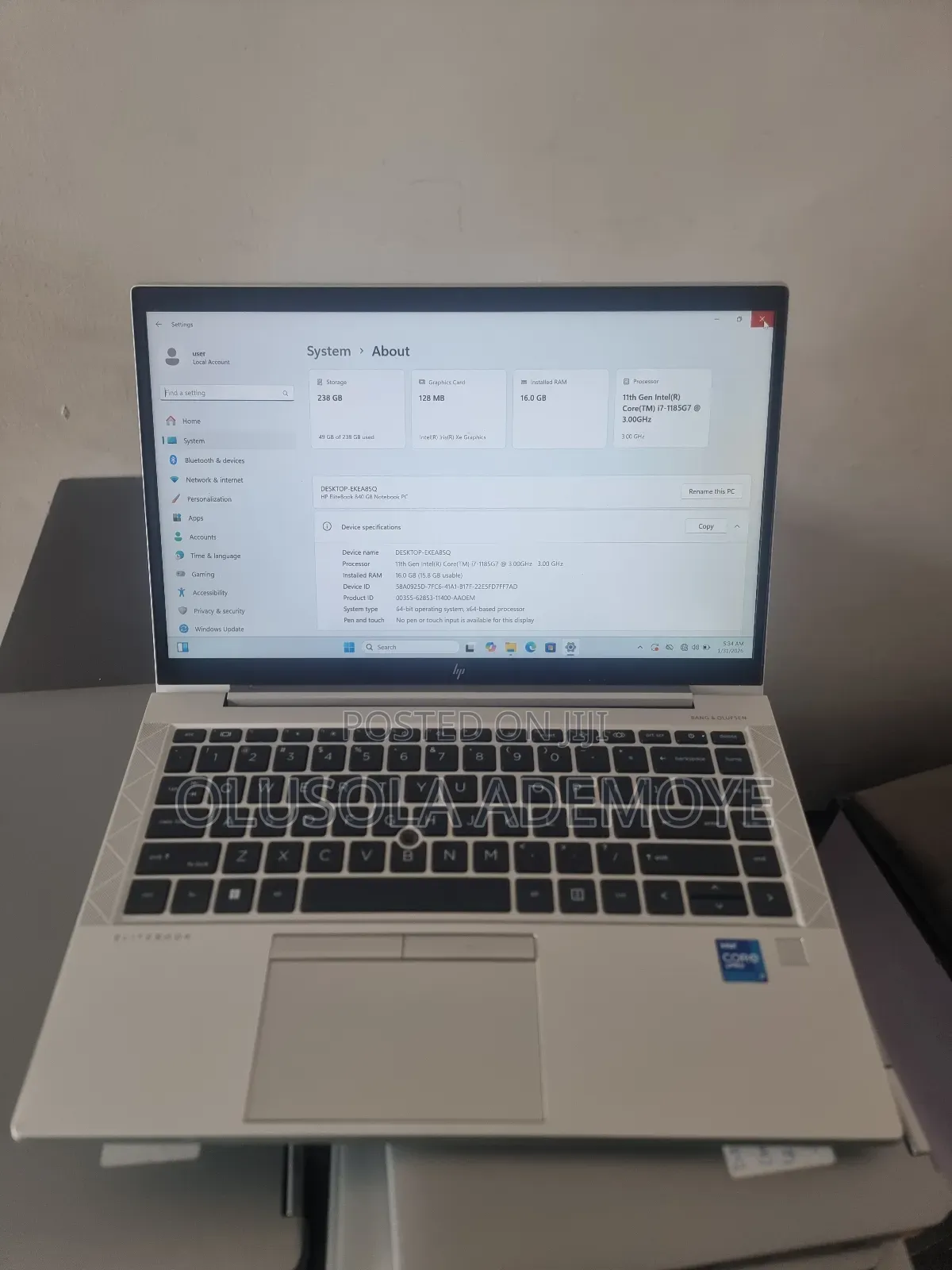 Laptop HP EliteBook 840 G8 16GB Intel Core I7 SSD 256GB