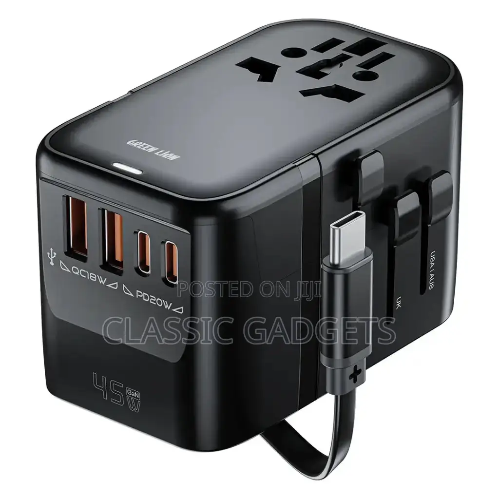 Green Lion Companion 45 Universal Travel Adapter – Black