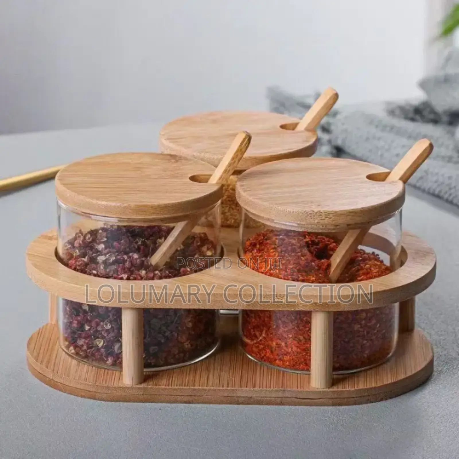 3-Piece Bamboo Glass Storage Jar Set – Airtight Spice Containers