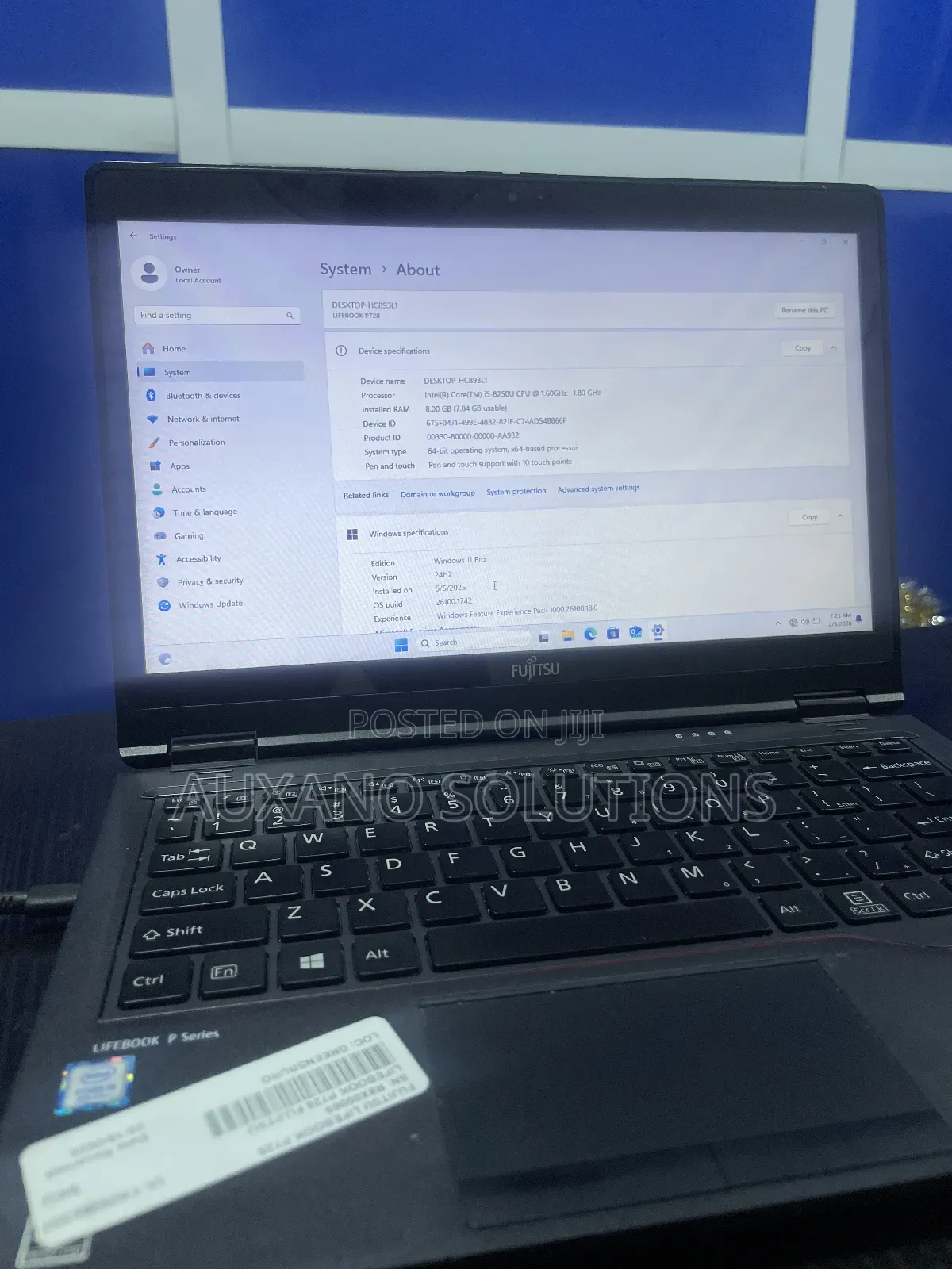 Laptop Fujitsu 8GB Intel Core i5 SSD 256GB
