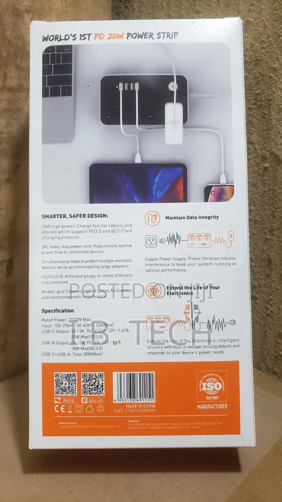Ldnio 2500w 3 Ways Power Socket and 4 Usb Port