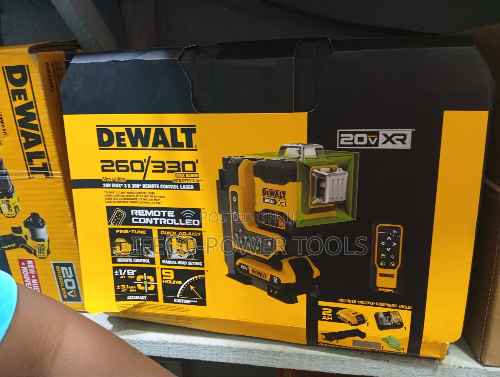 Dewalt 20v Max Xr Remote Control 3x360 Green Line Laser Kit*