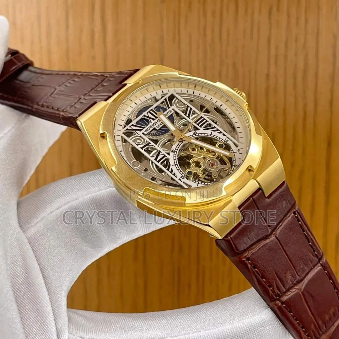 Vacheron Constantin Quality Luxury Chronograph Genuine Leather Watch