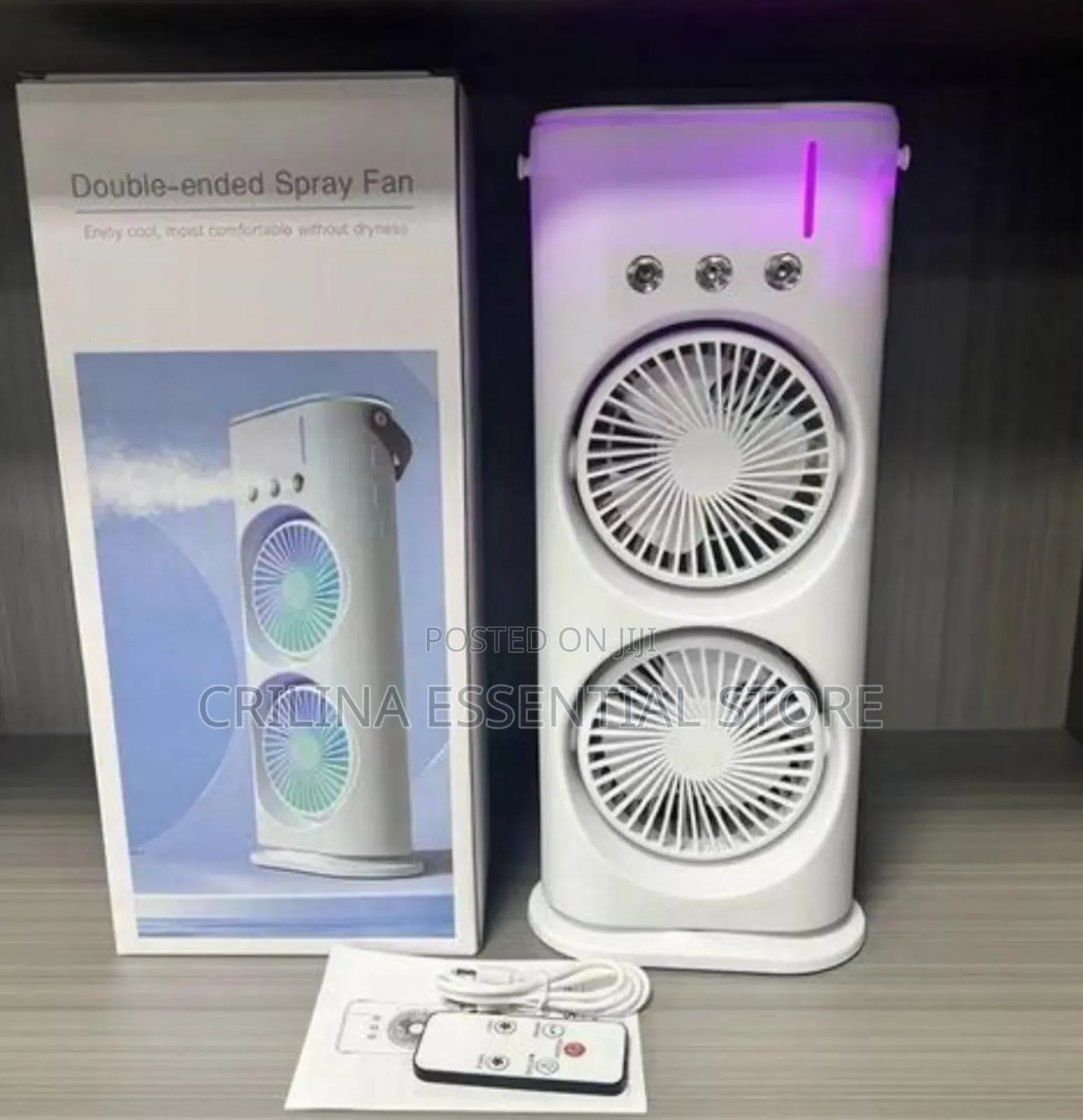 Double Ended Cooling Fan Mist Spray Usb Rechargeable Fan