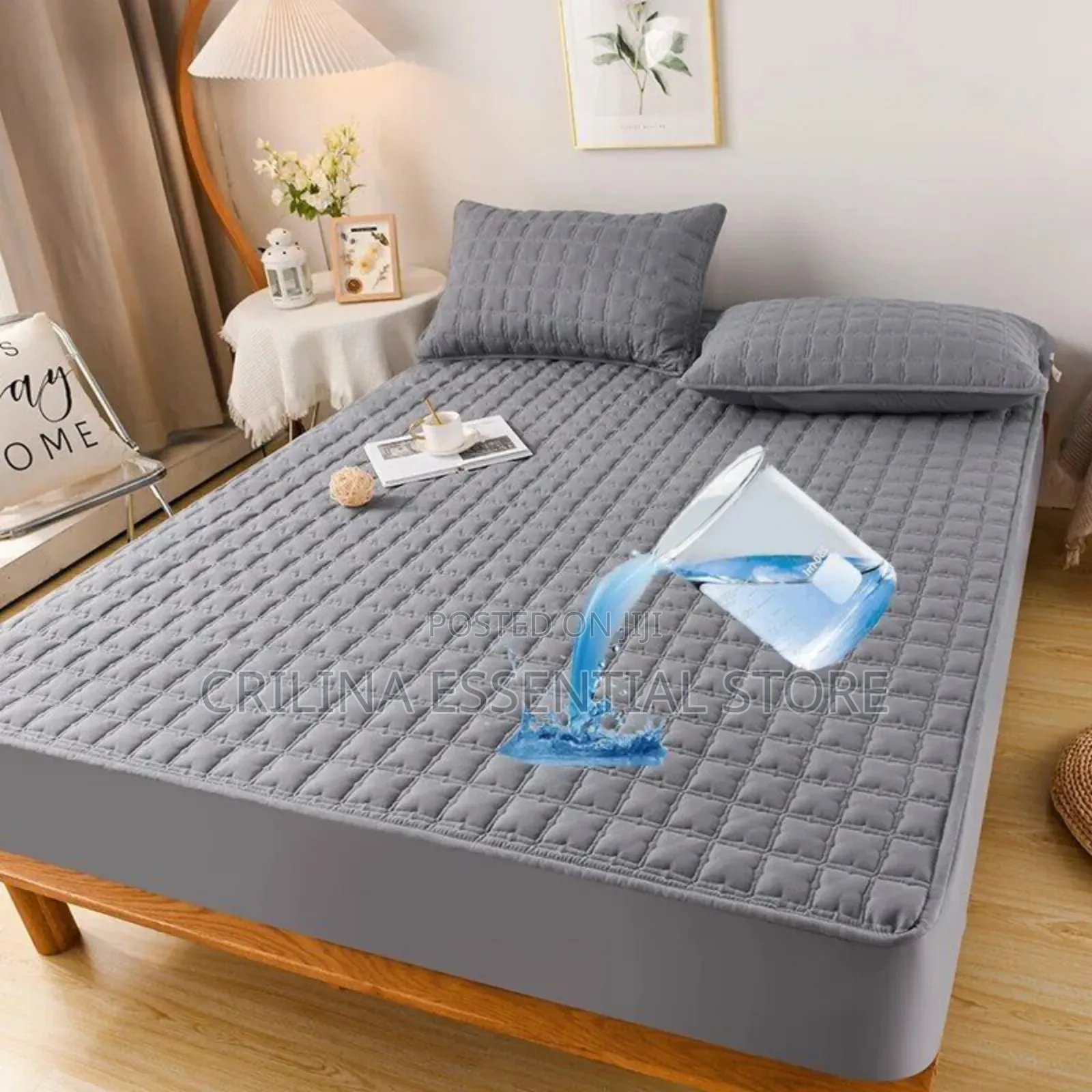 Water-proof Mattress Cover With 2 Pillow Cases (Different Sizes)