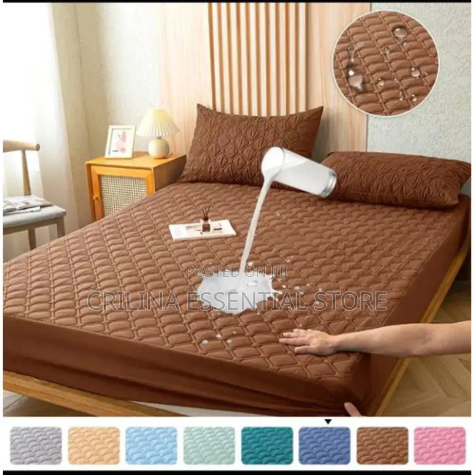 Water-proof Mattress Cover With 2 Pillow Cases (Different Sizes)