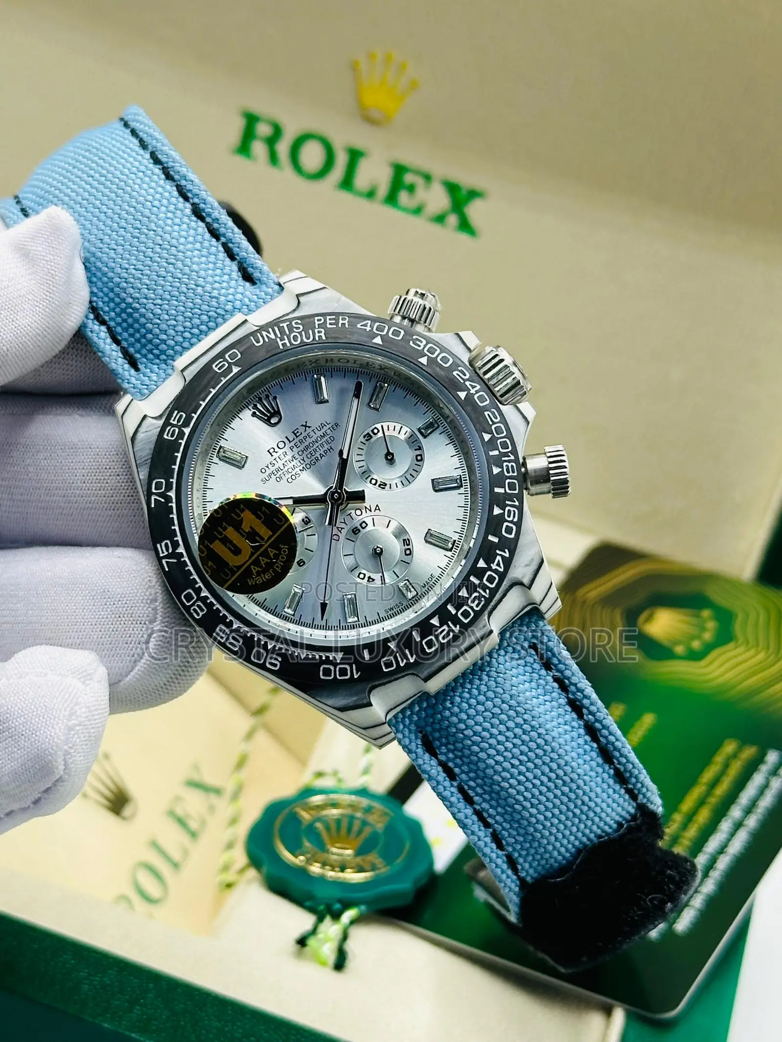 Rolex Quality Luxury Superlativ Chronometer Genuine Leather Wristwatch