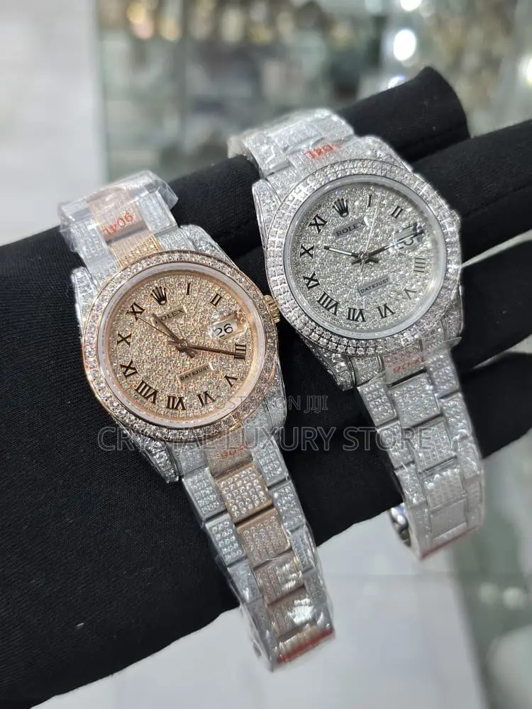 Rolex Quality Luxury Men All Round Iced Wristwatch