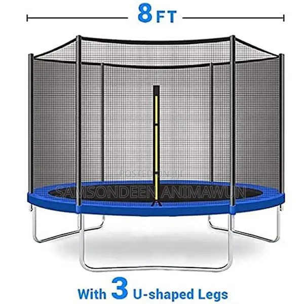8ft Outdoor Trampoline With Safety Net & Ladder – Kids Friendly