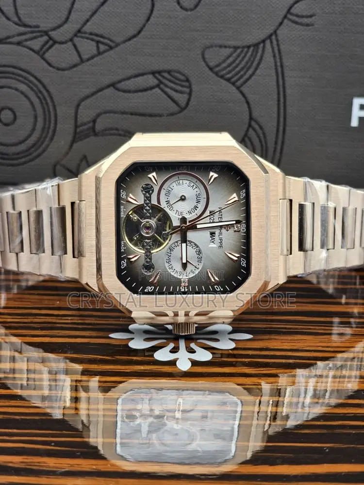 Patek Philippe Quality Luxury Men Chronograph Chain Strap Wristwatch