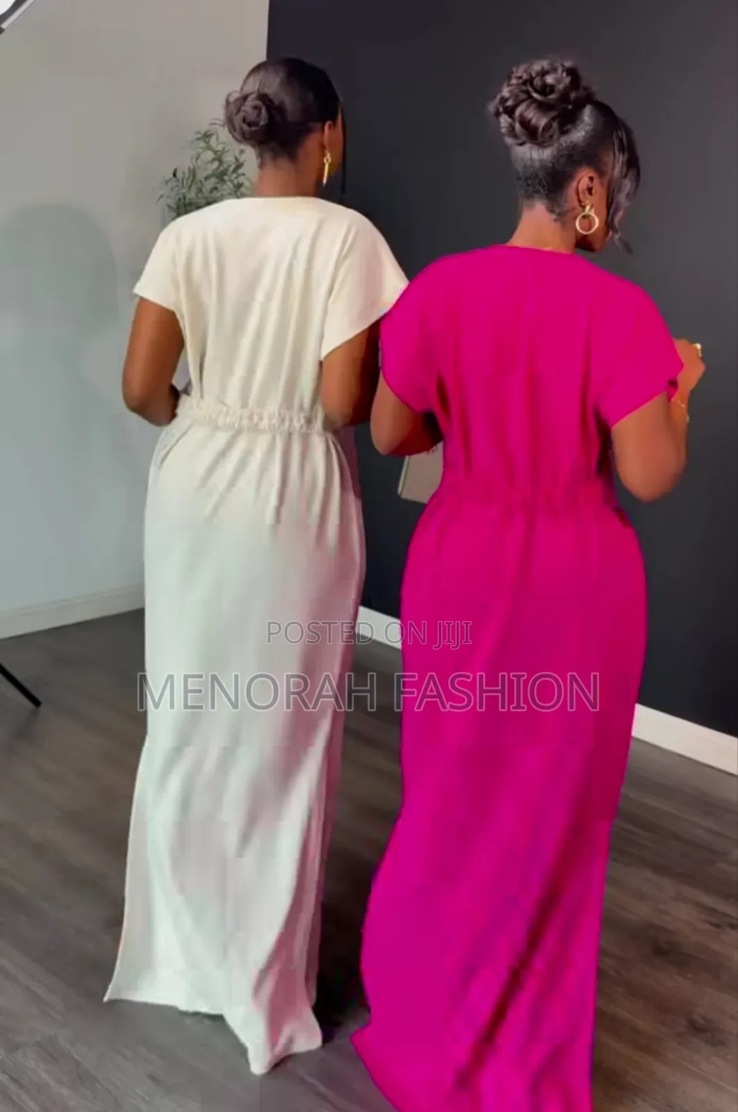 Classic Pink and White Dress With Elastic at the Back