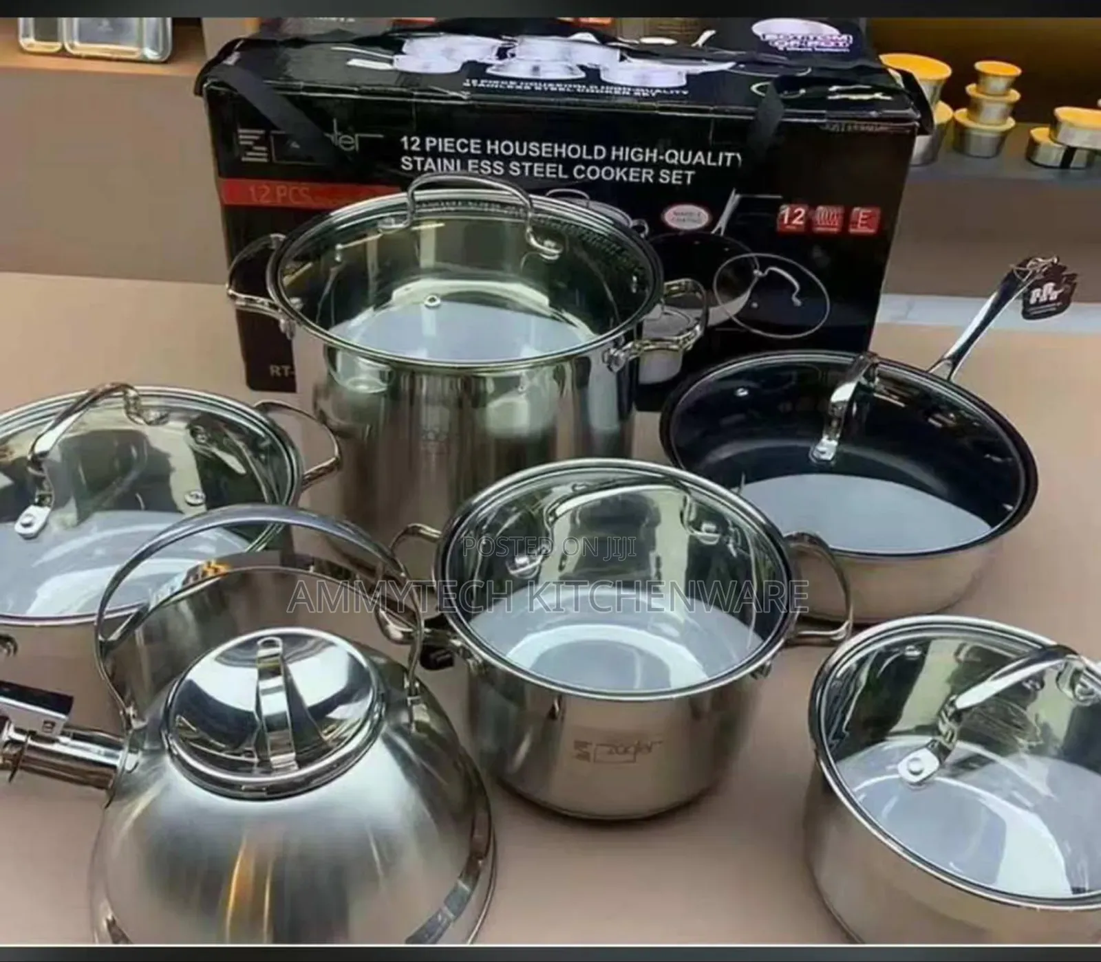 12pcs High Quality Stainless Steel Pots And Kettle