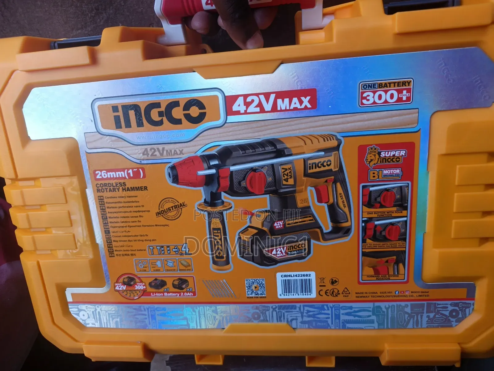 Ingco 42v 26mm Cordless Rotary Hammer Drill Kit (Model Crhli422682).