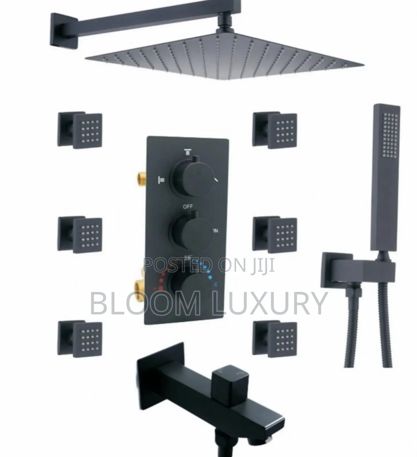 Conduit Shower With 6 Body Jets And Led Shower Head