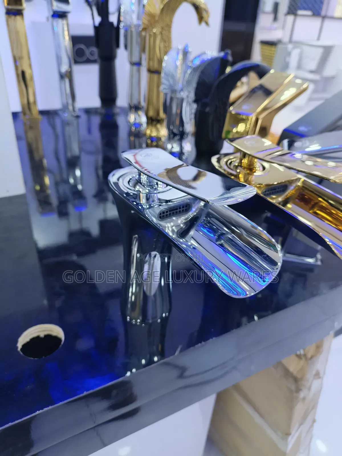 Short Chrome Brass Waterfall Basin Mixer Tap