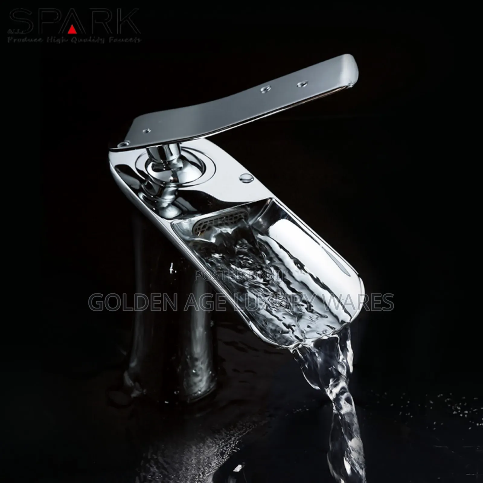 Short Chrome Brass Waterfall Basin Mixer Tap