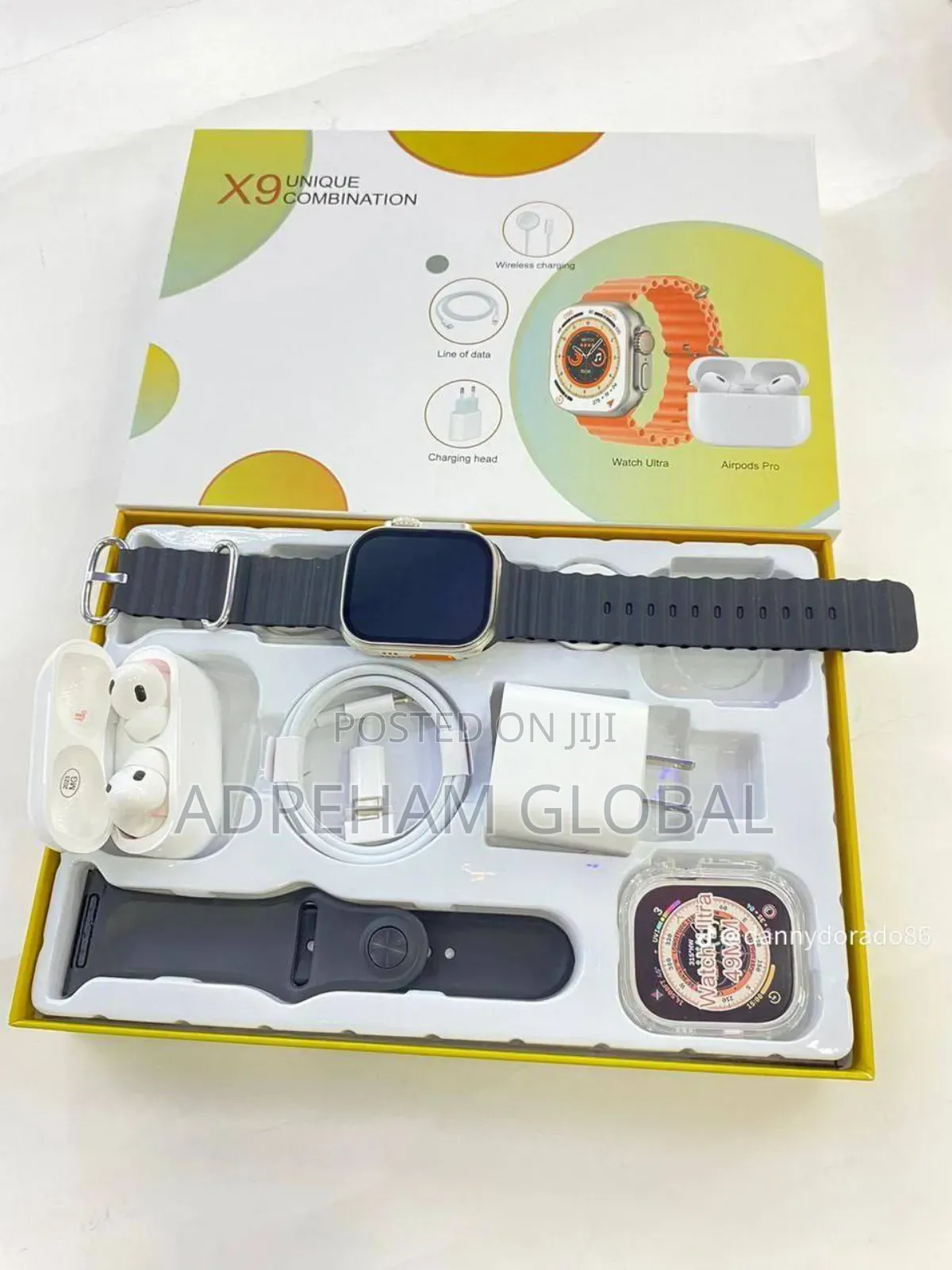 X9 Unique Combination,Smartwatch-2straps-adapter-charging Cableearpods