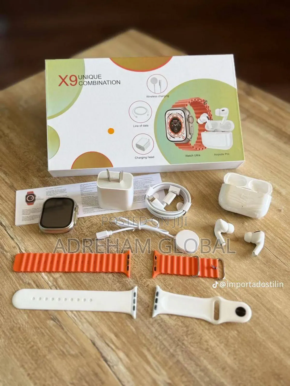 X9 Unique Combination,Smartwatch-2straps-adapter-charging Cableearpods
