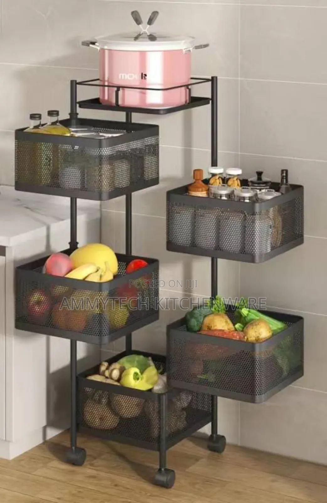 5 Tier Rotating Storage Trolley/Veggies🥦🥕🌽 Basket