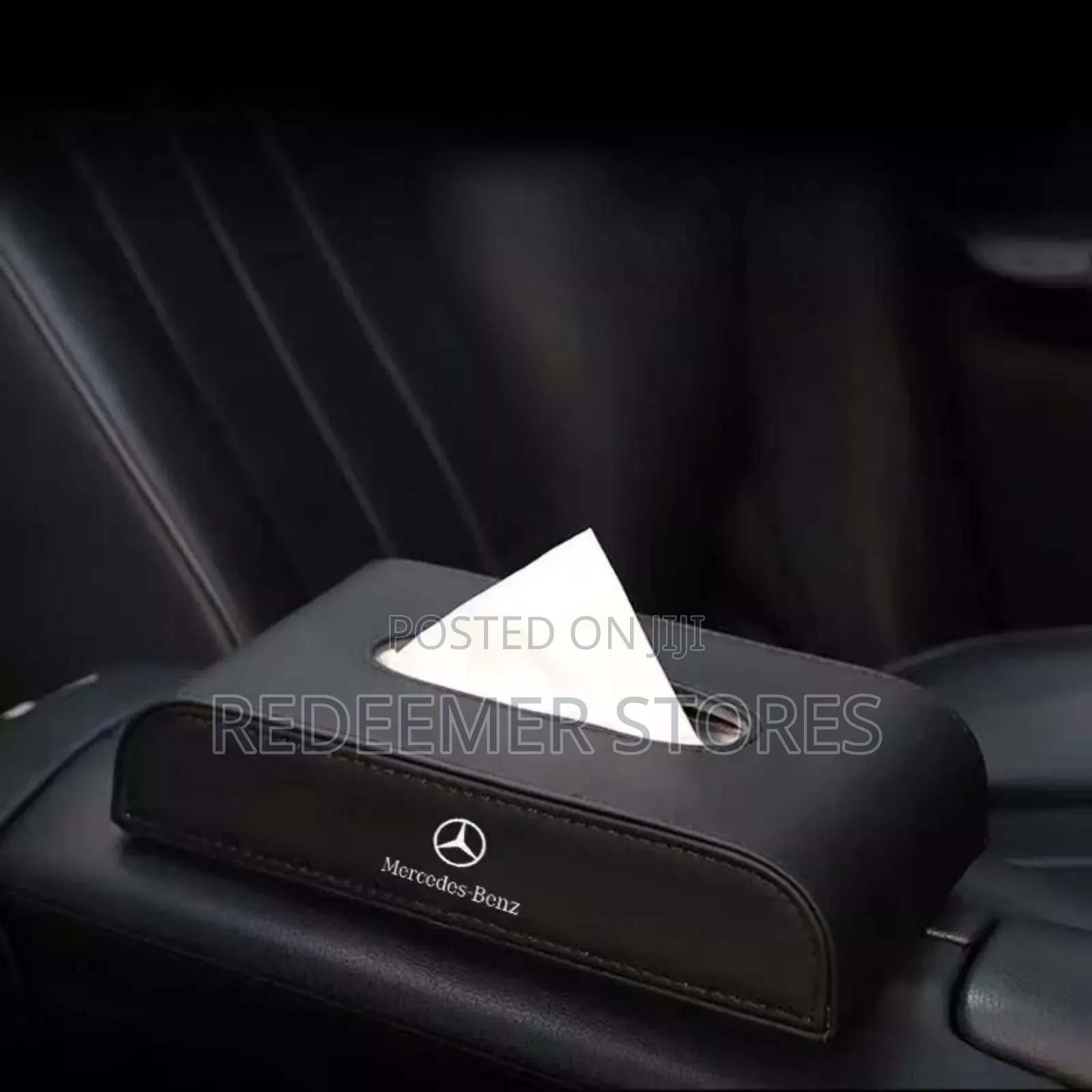 Black High Quality Leather Car Tissue Box Holder for Mercedes-Benz