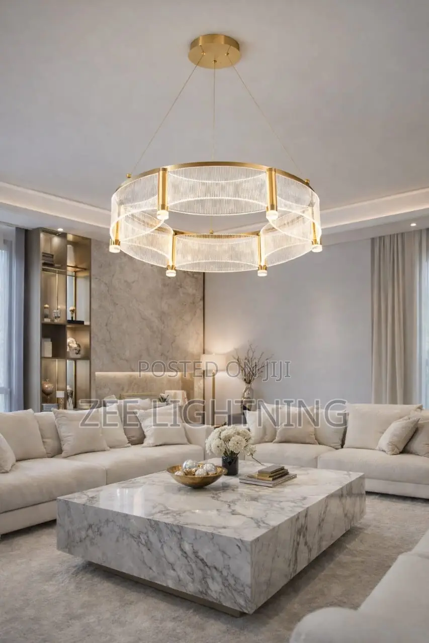 600mm Round Chandelier in Black and Gold Body