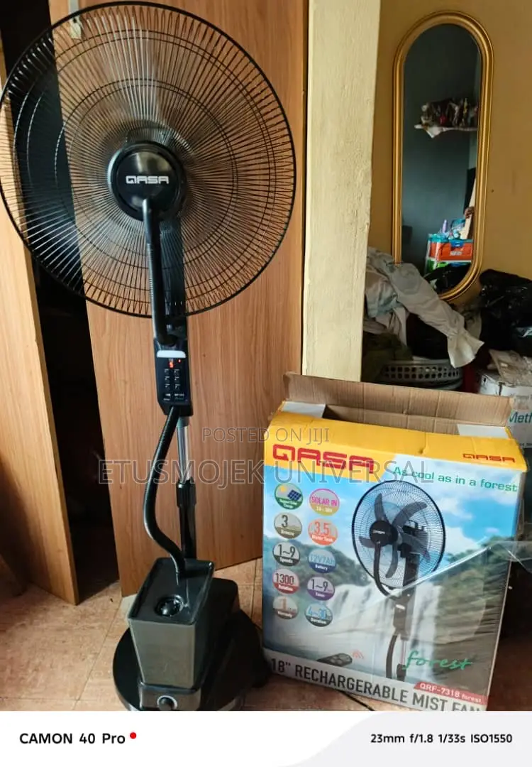 Qasa 18inches Rechargeable Midst Water Fan