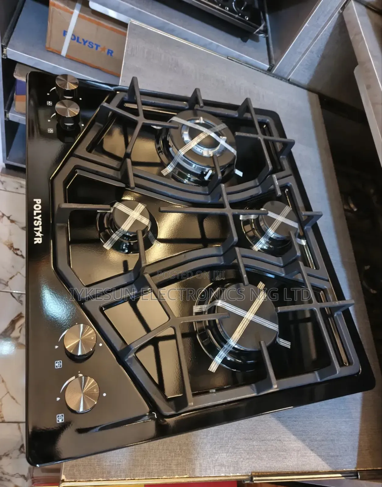 Original Polystar New Design Built-in 4 Burners Black Steel Gas Cooker