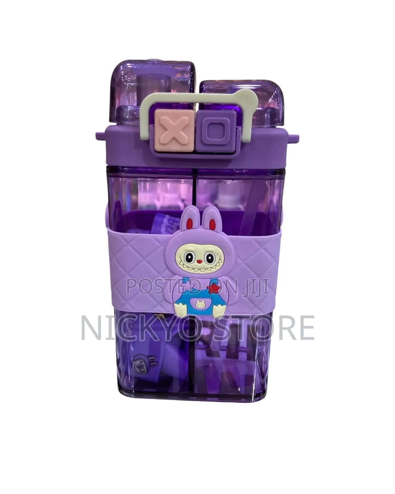 Cartoon Double Straw Water Bottle (Kids Bottle)