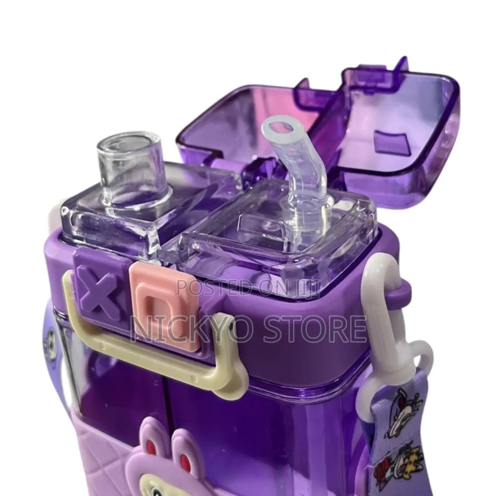 Cartoon Double Straw Water Bottle (Kids Bottle)