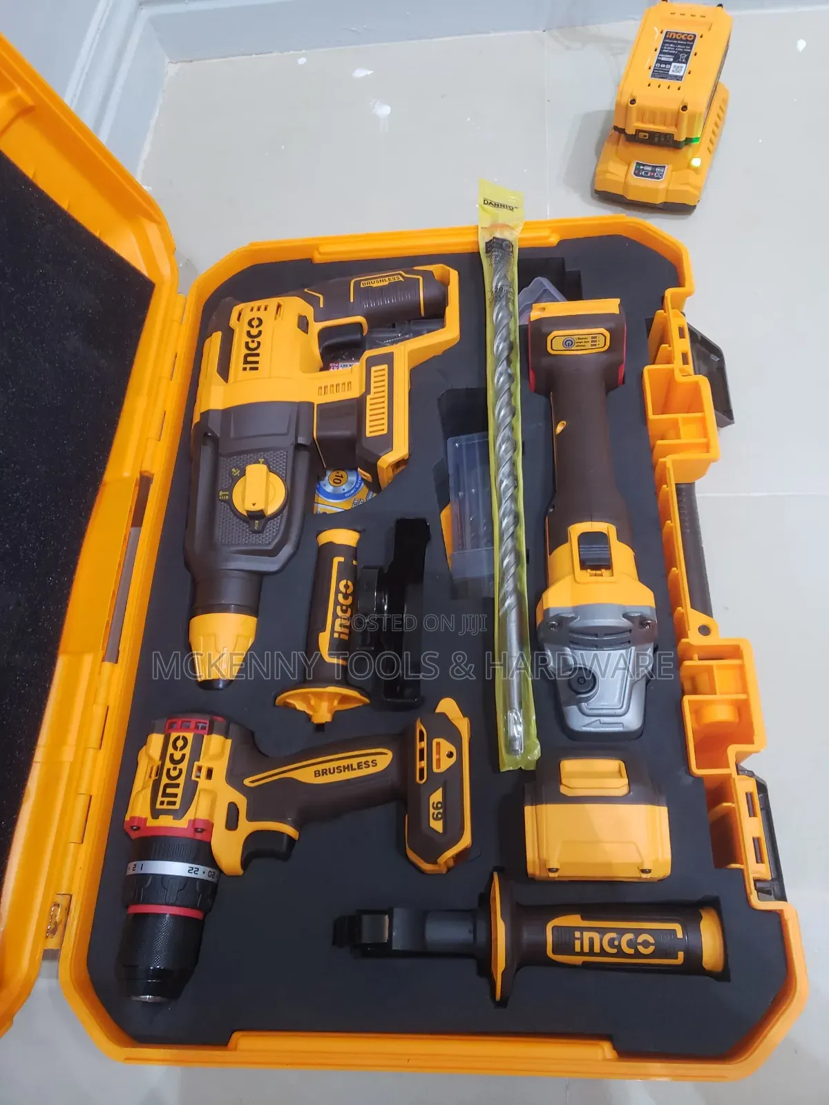 Ingco 20v 3-piece Cordless Industrial Combo Kit.