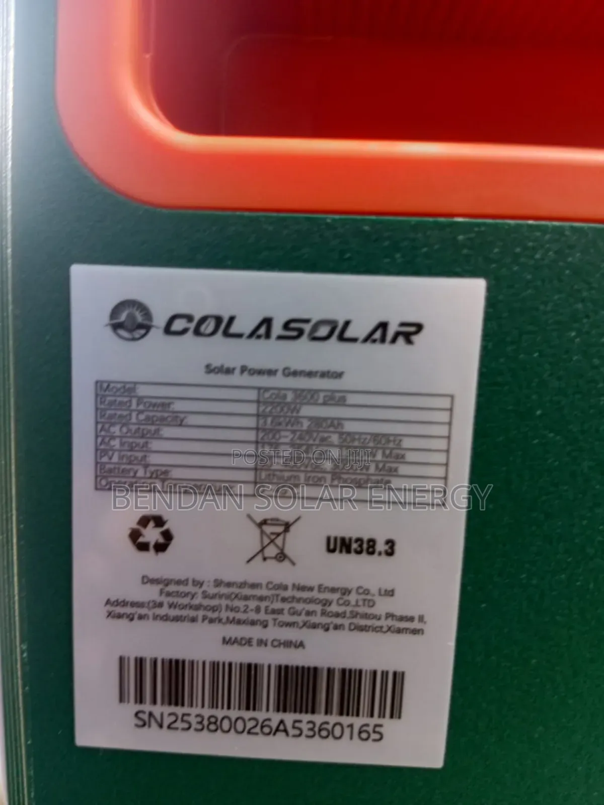 Cola 3600 Plus 3.6kwh 2.2kva Output Capacity Solar Generator Available